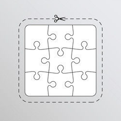 scissor with dash line dotted marks in square vector image