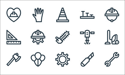 Labour day line icons linear set quality vector