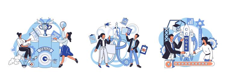 Team solving complex problems teamwork vector