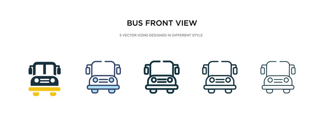 Bus front view icon in different style two vector