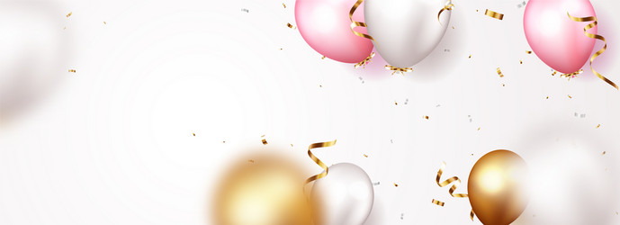 celebration banner with gold confetti and balloons vector