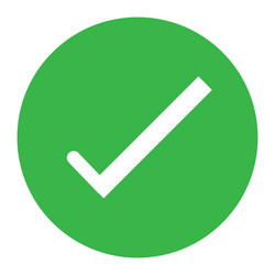 check mark button in green circle icon on white vector