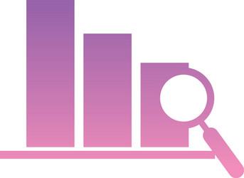 lupe with bars chart gradient style icon vector image