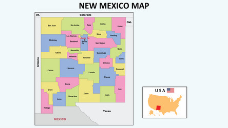 New mexico map state and district map of Vector Image