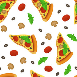 Realistic detailed 3d pizza slice seamless pattern vector