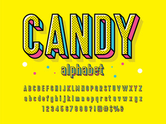 Kids font 3d bold typography Royalty Free Vector Image