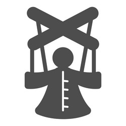 marionette puppet on strings dummy solid icon vector