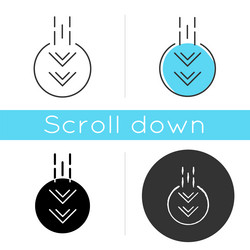 Moving down arrow in circle icon mobile app page vector