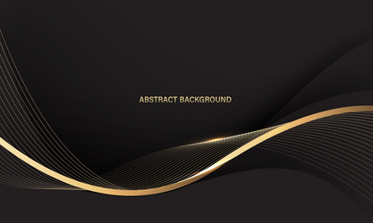 Abstract gold line ribbon curve overlap on black Vector Image