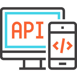 api interface flat line web icon concept vector image