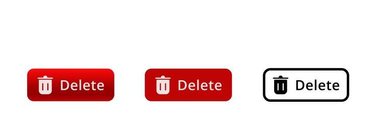 different styles of delete buttons with red vector image