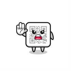 Qr code character doing stop gesture vector