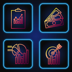 set line target with graph chart pie vector image
