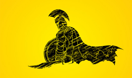 Spartan warrior with sword and shield roman army vector