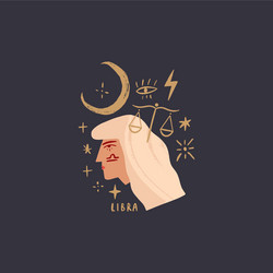 Zodiac girl libra character space head sign vector