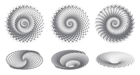 dotted halftone spiral patterns set vector image