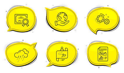 report document journey path and gears icons set vector image