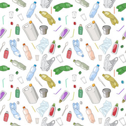 Seamless pattern with sorted plastic garbage vector