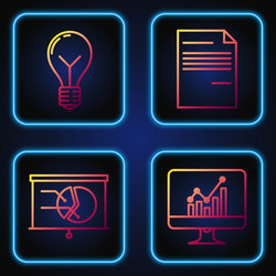 set line computer monitor with graph chart board vector image