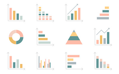 graph chart icons set business data statistic vector image
