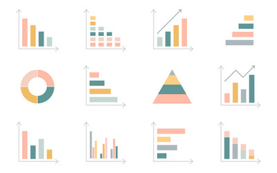 Graph chart icons set business data statistic vector