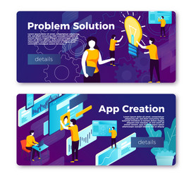 Problem solution and app creation banners vector