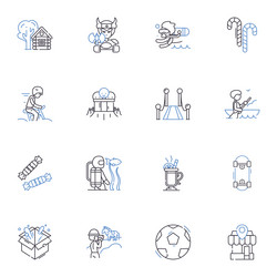 training hobby line icons collection fitness vector