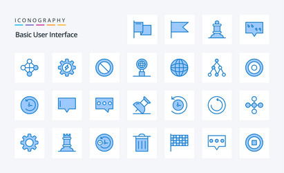 25 basic blue icon pack vector