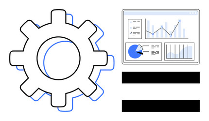 gear with dashboard and analytics display vector image