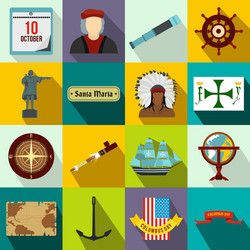 Happy columbus day icons vector