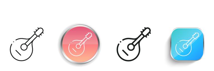 mandolin icon thin linear regular and button vector image