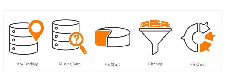 a set of 5 diagram icons as data tracking missing vector image