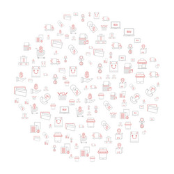 Commerce concept in circle with clean and simple vector