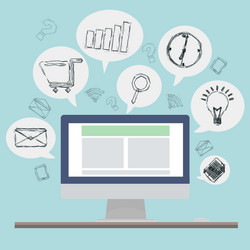 computer with sketch application icon vector image