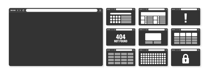 web browser window pages layout with toolbar vector image