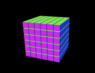 abstract 3d cube from cubes isolated on black vector image
