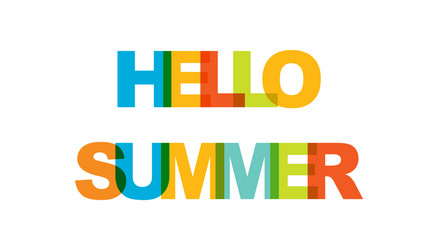 hello summer phrase overlap color no transparency vector