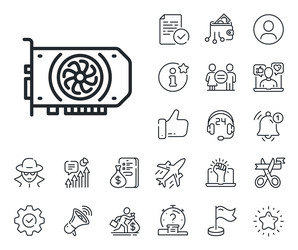 gpu graphic card line icon computer component vector image