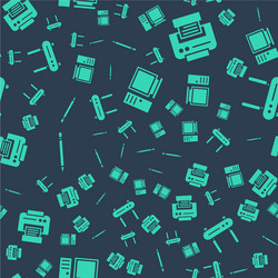 set computer monitor printer pencil with eraser vector image