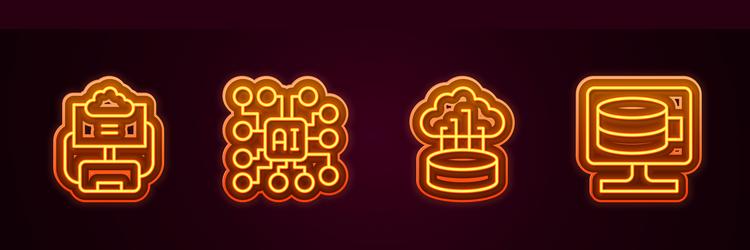 set line cloud database neural network vector image