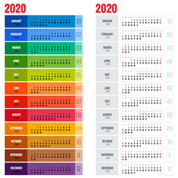 Colorful calendar for 2021 year week starts Vector Image