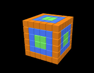 Abstract 3d cube from cubes isolated on black vector