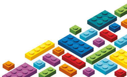 Background design with toy blocks in bottom vector