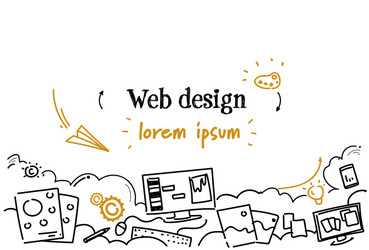 Digital Web Development Concept Sketch vector