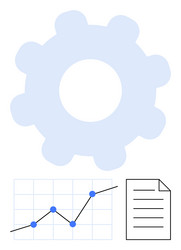 gear with line graph and document representing vector image