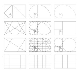 golden ratio frames rectangles fibonacci array vector image