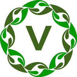 green project solution center initial v vector image