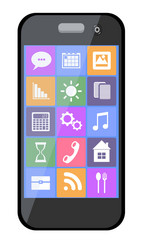 Mobile phone with icons vector