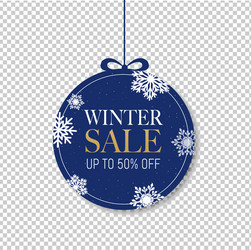 winter sale label with snowflake transparent vector