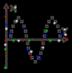 bright mesh network sinusoid plot with flare spots vector image